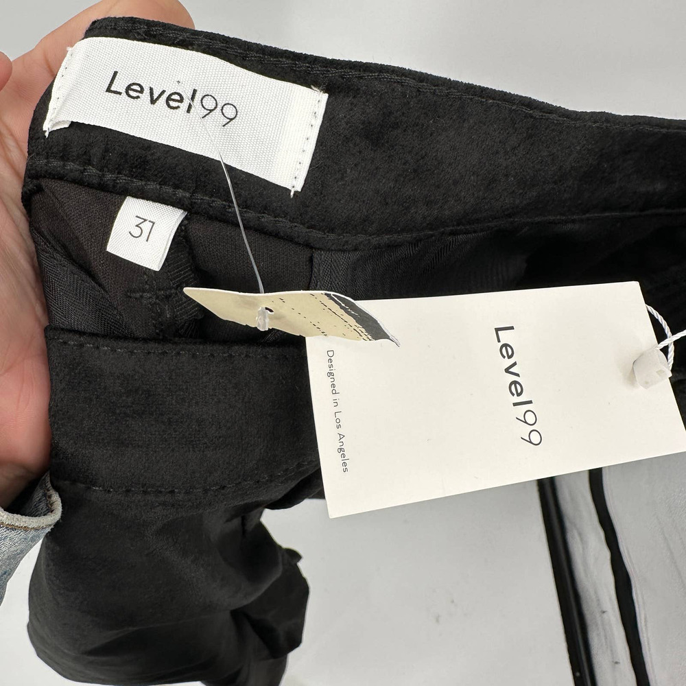 LEVEL 99 NWT Evereve Percy Black Velvet Wide Leg Trouser Pant // 31 - Picture 8 of 16